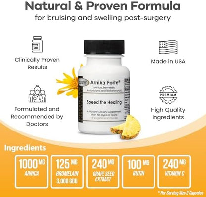 Close up of DermAvance Arnika Forte capsule bottle label