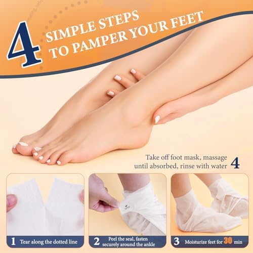 Five pack set of moisturizing foot spa socks displayed together.