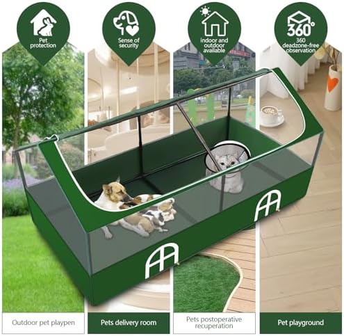 Small Animal Playpen,Rabbit Play Pen, Guinea Pig Cages for Indoor Outdoor,Portable Chicken Coop,Puppy Play Pen with Waterproof Floor for Guinea Pig,Chicken,Hamsters, Hedgehogs,Bunny, Green L - Image 6