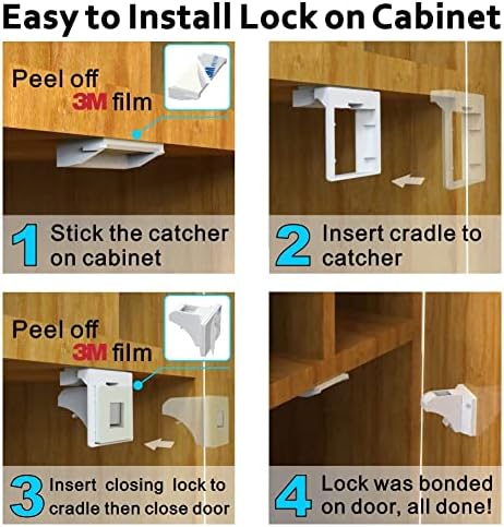 Strong magnetic key unlocking a white wooden cabinet door from the outside safely and smoothly
