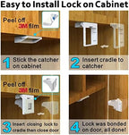 Strong magnetic key unlocking a white wooden cabinet door from the outside safely and smoothly