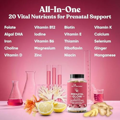Eu Natural Glow Prenatal Vitamins 60 capsules packaging