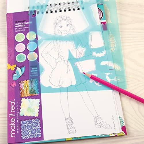 Close up view of the plastic stencils included in the Make It Real Blooming Creativity sketching set.
