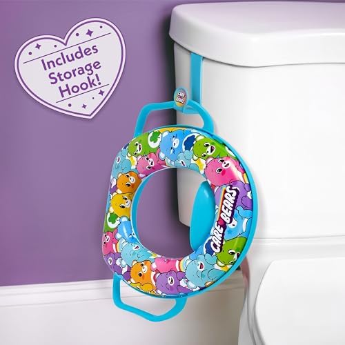Cushioned toddler toilet ring showing the underside non-slip base for secure bathroom placement.