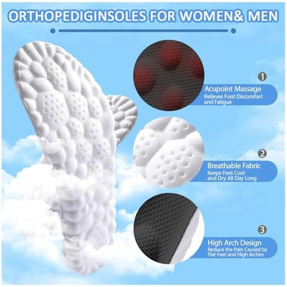 Black memory foam shoe inserts for shock absorption and comfort.