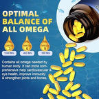 Drfoster Triple Omega 120 softgel capsules poured out next to the product bottle