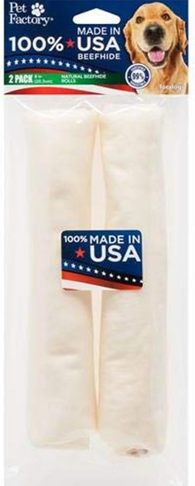 Pet Factory 100% Made in USA Beefhide 8" Rolls Dog Chew Treats - Natural Flavor, 10 Count/1 Pack - Image 14