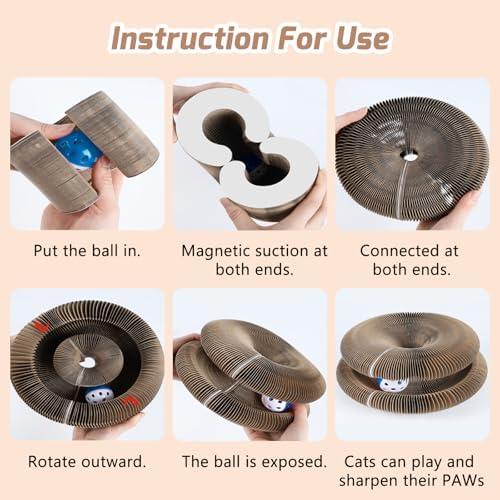 The premium imported cat scratcher completely folded down into a compact palm-sized layout for quick storage.