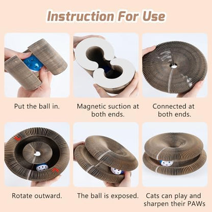 The premium imported cat scratcher completely folded down into a compact palm-sized layout for quick storage.