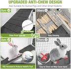 Gutinneen 2-Story Rabbit Hutch Bunny cage with Chew-Proof Ramp, Locking Leak-Proof Trays - Indoor/Outdoor 39.3" Wooden Rabbit Cage with Wheels for Rabbits, Guinea Pigs, Small Animal (Black and White) - Image 4
