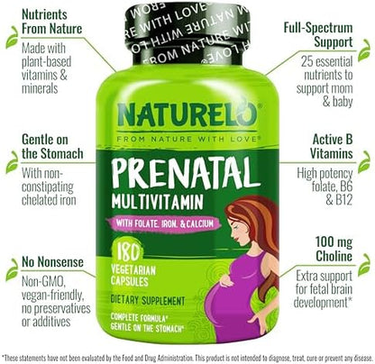 Naturelo prenatal supplement bottle label details
