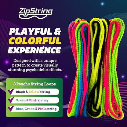 Close up view of the black and yellow blinking pattern variant from the ZipString Psycho pack.