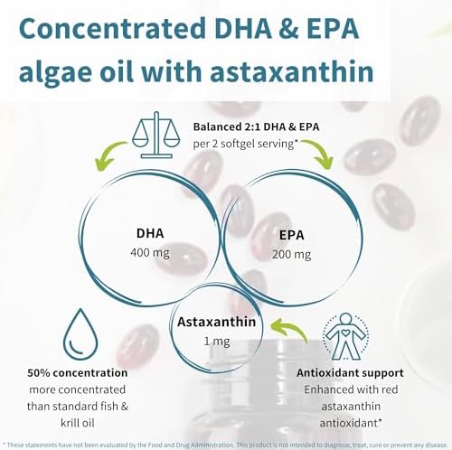 Igennus Healthcare Nutrition algal oil supplement packaging highlighting DHA and EPA milligram strengths