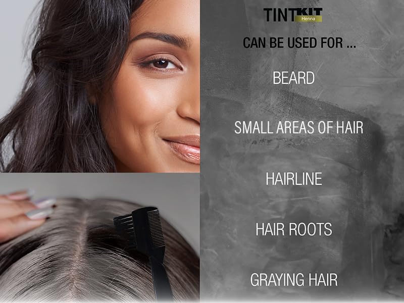 Godefroy medium brown hair tint kit components arranged for gray root coverage application