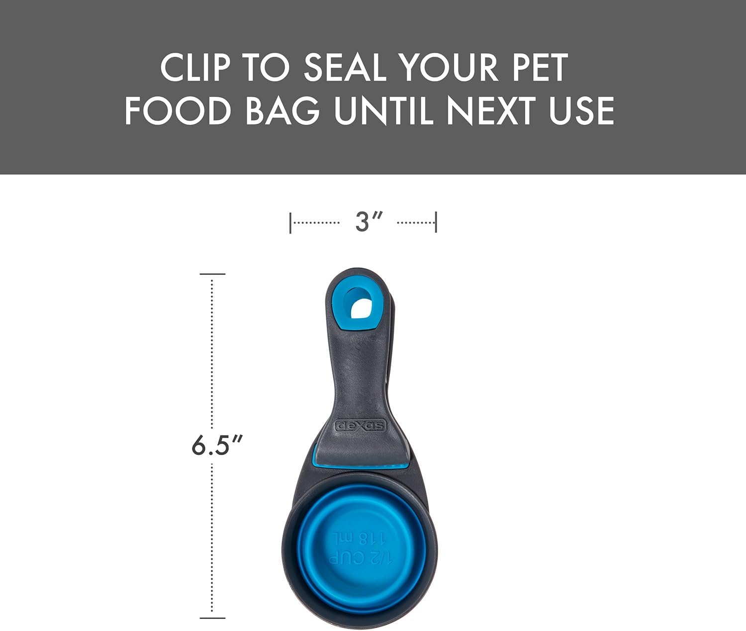 Collapsible silicone pet measuring cup folded flat