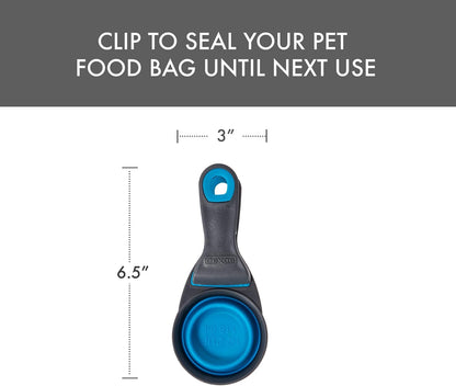 Collapsible silicone pet measuring cup folded flat