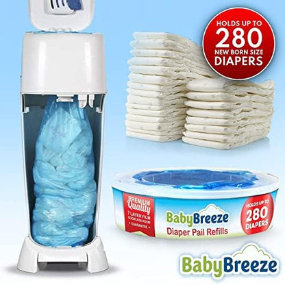 BabyBreeze Diaper Pail Refill Bags Compatible with Playtex Diaper Genie Pails Odor Absorbing Diaper Disposal Trash Bags - 1400 Count (5-Pack) - Image 3