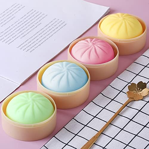 Squishy dough ball stress relief hand toy being stretched and pinched to demonstrate durable material texture