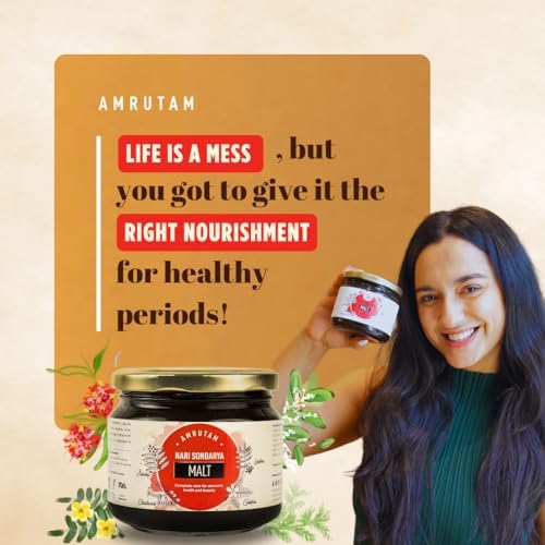 Detailed ingredient list on Amrutam Nari Sondarya Malt packaging