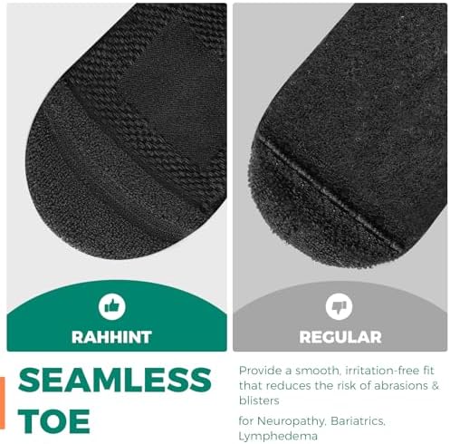 Close up of seamless toe and non-binding cuff on Rahhint Pro thermal socks.