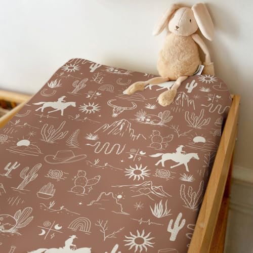 ZoUbqchY western cowboy fitted diaper table sheet close up pattern view