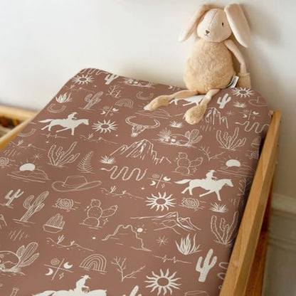 Fitted changing table sheet showing elastic edge design