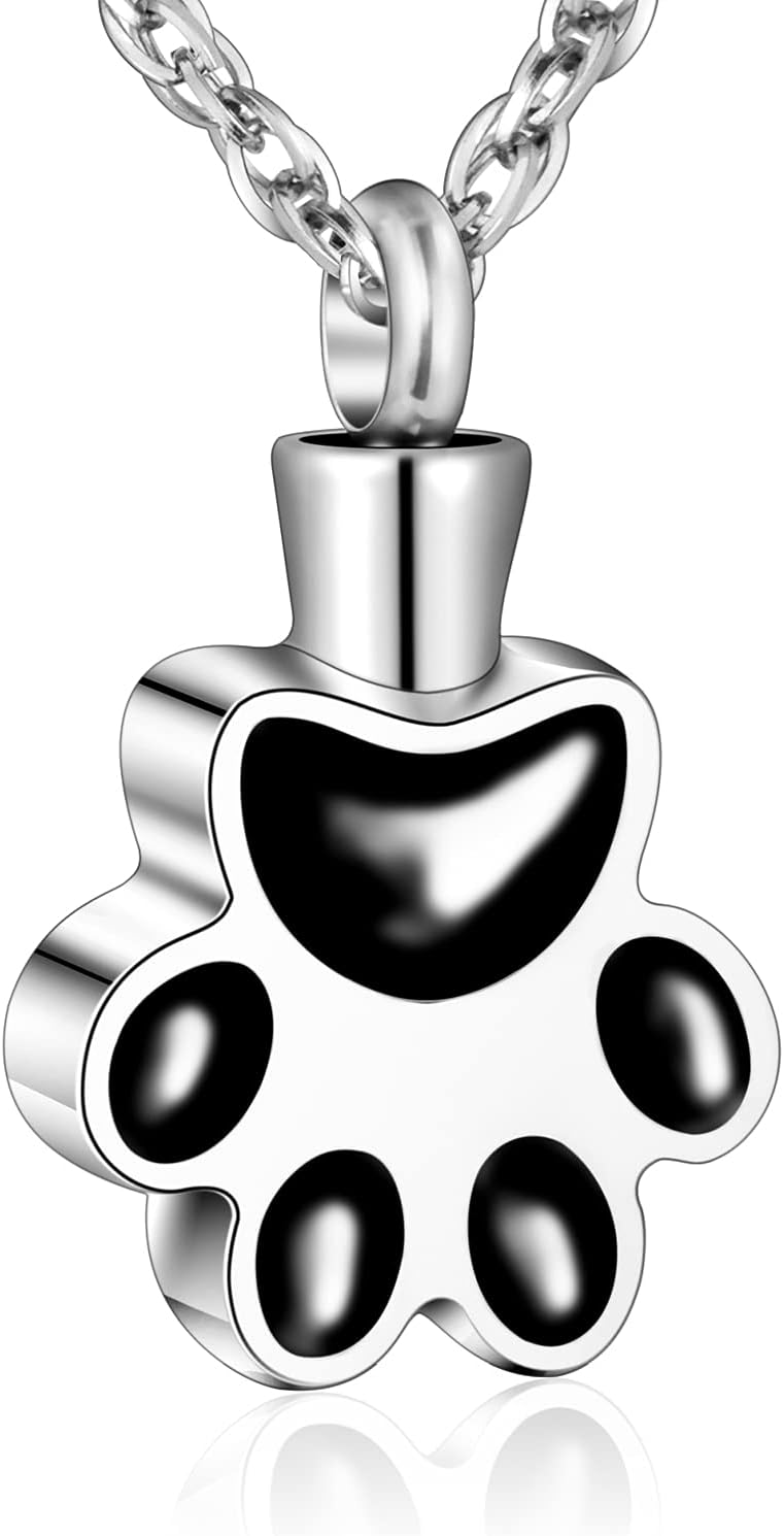 abooxiu Paw Print Urn Necklace for Ashes Cremation Necklace for Pet Ashes Stainless Steel Ash Necklace Memorial Ash Holder - Image 10