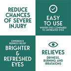 Detailed label view of A-Med eyewash showing ingredients and pH buffering information