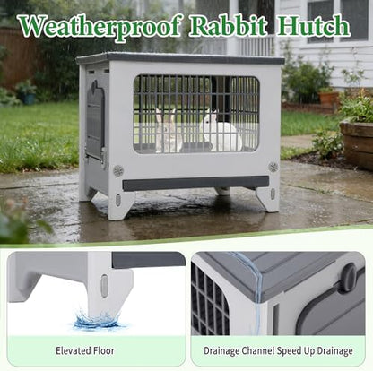 Rabbit Hutch Outdoor Indoor Plastic Waterproof Bunny Cage Enclosure Chew-Proof Rabbit House Guinea Pig Cage Pet House for Small Animals, One Room - Image 6