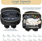MOMUVO diaper backpack showing laptop sleeve and tech storage