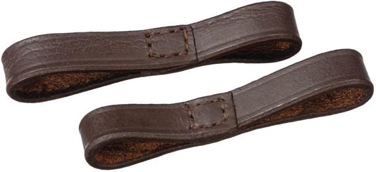 Tough 1 Equiroyal leather bit loops brown front view equestrian tack accessory