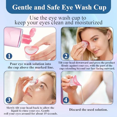 Transparent polypropylene eye wash cup with skin-friendly silicone rim
