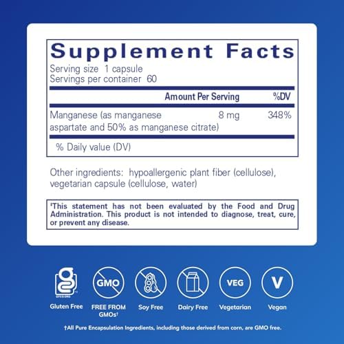 Pure Encapsulations Manganese vegetarian capsules branding
