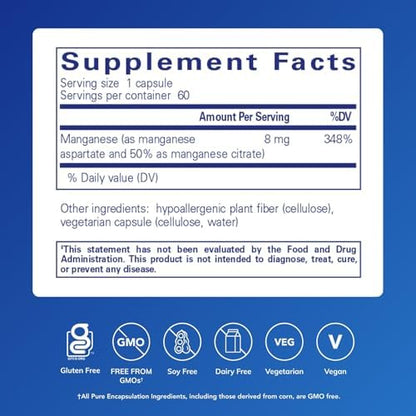 Pure Encapsulations Manganese vegetarian capsules branding