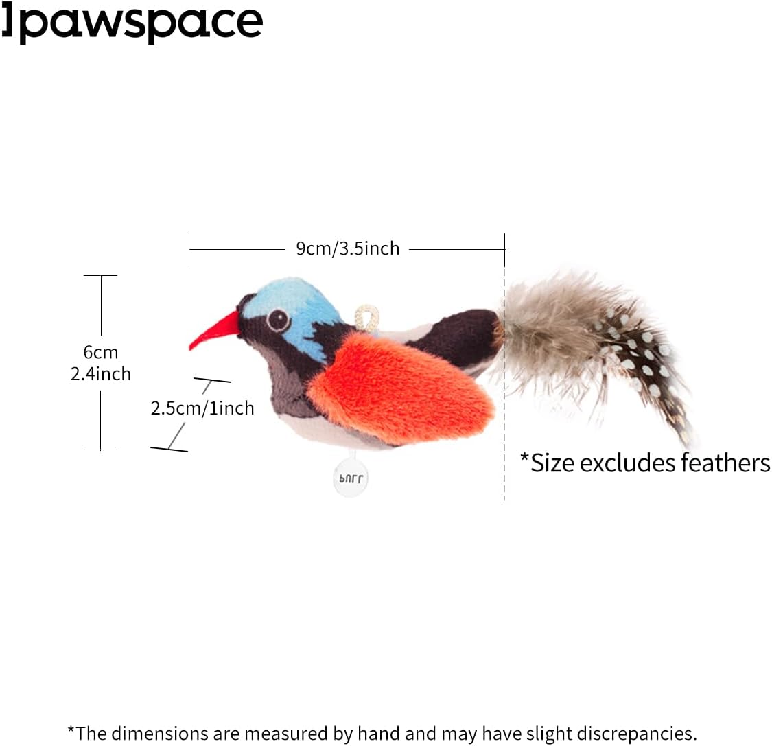 Realistic bird sound kitten toys for active solo play