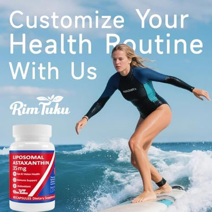 Authentic RimTuku astaxanthin antioxidant supplement packaging for eye comfort support