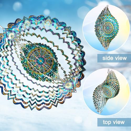 Eiryhope wind spinner showing reflective holographic light effect