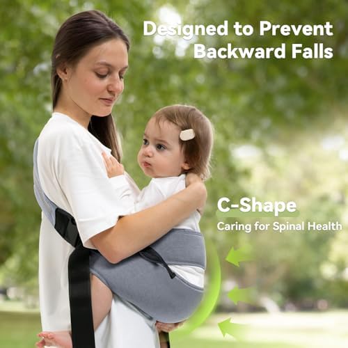 COSDIG grey toddler carrier close up view of split shoulder strap design