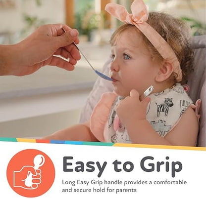 Soft edge silicone baby spoons close up showing gentle texture for infant gums.