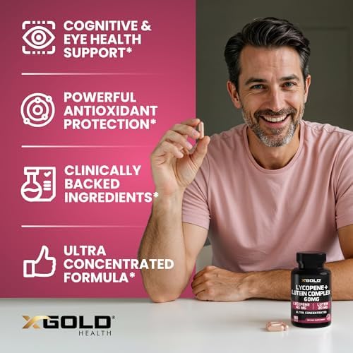X Gold Health Lycopene And Lutein capsule bottle side profile