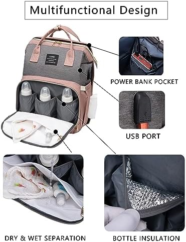 Houscly travel diaper bag with USB charging port detail
