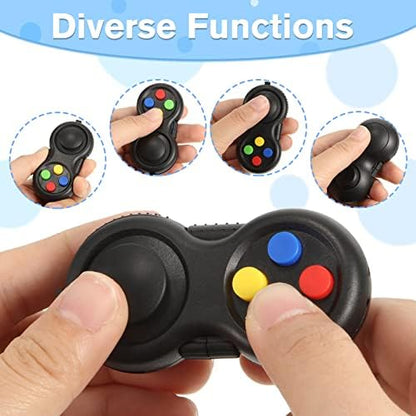 The complete twelve piece set of Civaner retro classic sensory clicker pads arranged by color.