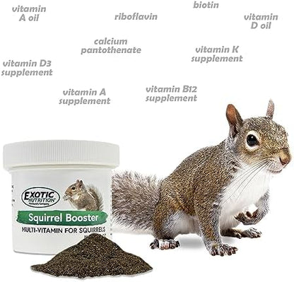 Exotic Nutrition squirrel booster powder ingredient and nutritional information list