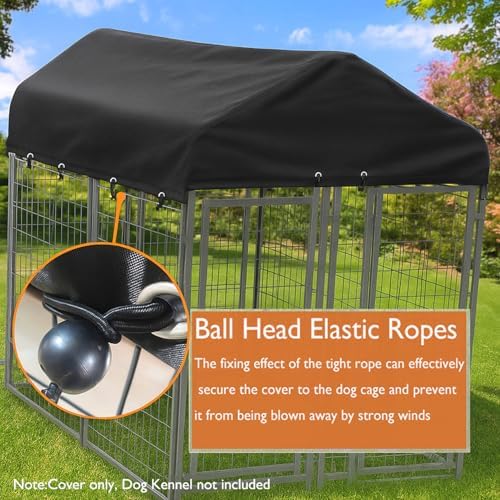 Premium black Oxford fabric replacement roof on an outdoor steel pet enclosure.