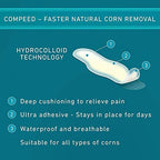 Side view of Compeed corn plaster packaging showing treatment benefits.