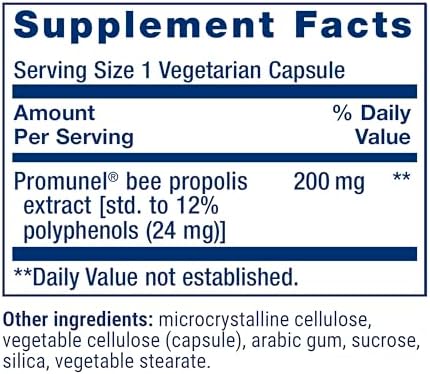 Vegetarian immune support capsules containing active bee propolis polyphenols.