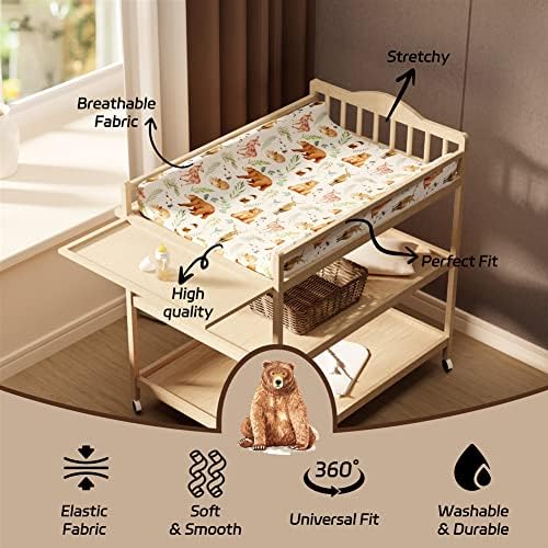 Premium nursery bedding set packaging detailing the woodland tree prints