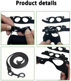 Black leather reptile harness set highlighting the soft interior lining for pet comfort