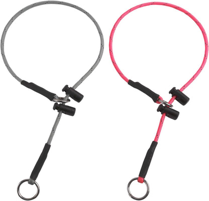 22" Dog Slip Collar - 5/32" Paracord Rope Dog Collar with Spring-Loaded Stopper & Stainless Steel O-Ring, Reflective for Low-Light Visibility (Hot Pink & Green) - Image 10