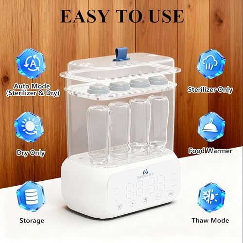 MammyBunny 3-in-1 sterilizer with baby bottles and accessories inside
